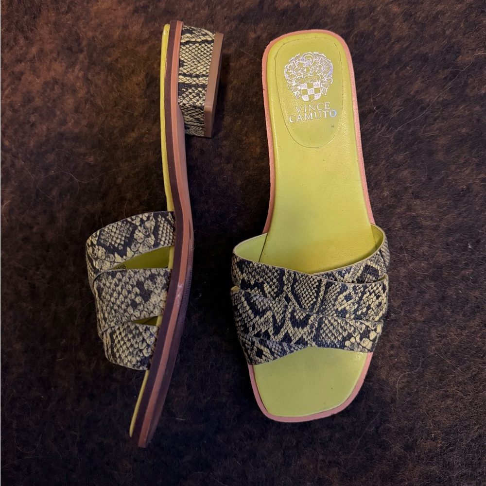 Vince Camuto Green Snake Print Sandals